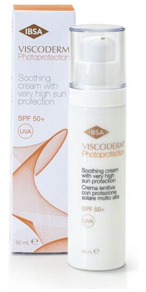 VISCODERM® PHOTOPROTECTION 50 ML This is a moisturising and soothing cream with 50+ sun shield. Its combined action of latest-generation photo-sensitive sun filters and MSM successfully combats the damage caused by ultraviolet rays, moisturising and soothing the skin.